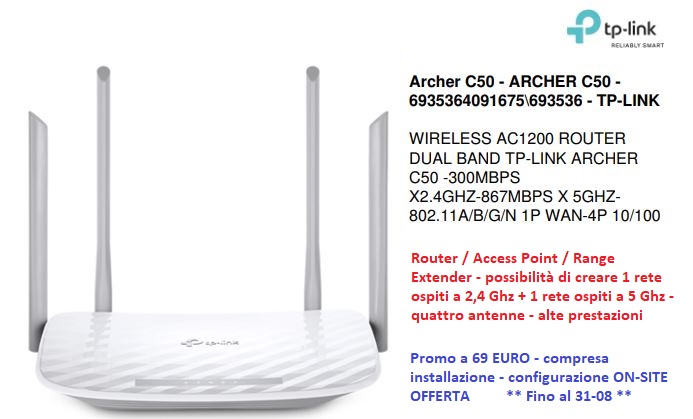 PROMO 69 euro - TP-Link AC1200 Archer 50 DualBand Router